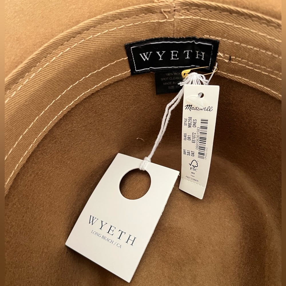 NWT Wyeth Tan Fedora Hat 100% wool - Picture 7 of 11
